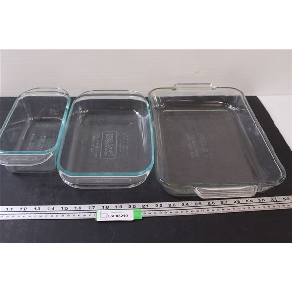 (3) Glass Baking Pans: (2) Pyrex & (1) Anchor Hocking
