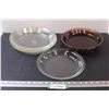 Image 1 : (7) Pie Plates: (3) Rose Glass PYREX (3) Clear Glass PYREX (Sizes 25 cm & 23cm), & (1) Small Clear