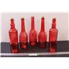 Image 1 : (5) Red Glass Bottles