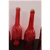 Image 3 : (5) Red Glass Bottles