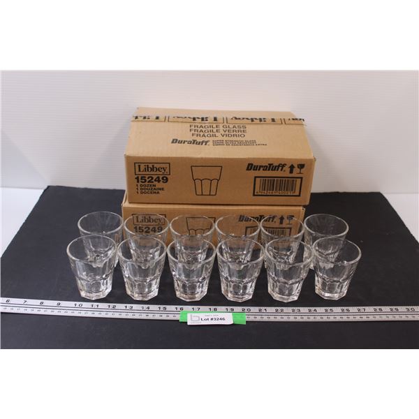 (2) Boxes of 12 Small Clear Glasses