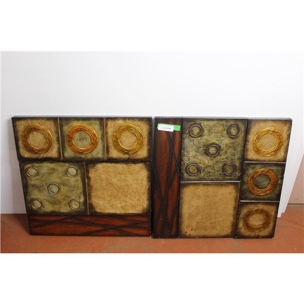 * (2) Wall Metal Modern Art - 24" x 24"