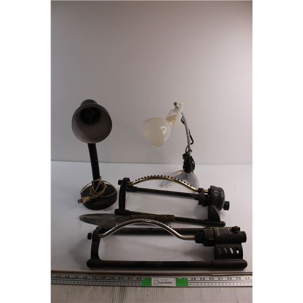 (2) Garden Sprinklers, Garden Tool and (2) Lamps - Untested