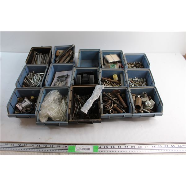 (16) Plastic Trays and Assorted Hardware - Nails, Bolts and Misc.