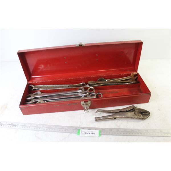 Metal Tool Box w/Contents - Wrenches - Vice Grip
