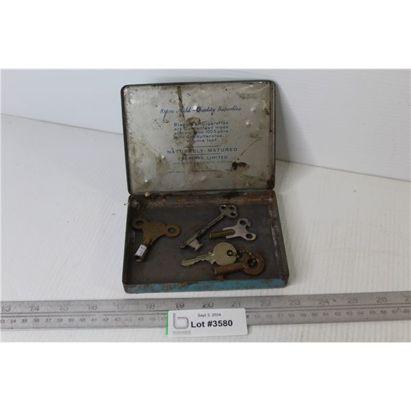 Black Cat Tobacco Tin w/Keys - C.N.R. - Clock - Skeleton