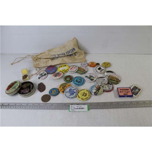 Button Pins - Tin of Rocks - Virgin Cards