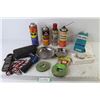 Image 1 : Cans of Lubricants - (2) Magnetic Trays - Multimeter - Mastercraft Digital Thermometer - Dial Gauge