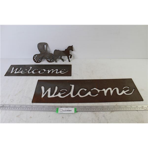 Metal Cut Outs - Welcome - Horse & Buggy