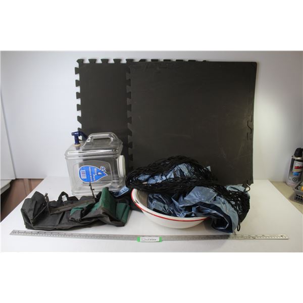 Metal Was Basin (chips) - Vehicle Netting - Bags - Rain Jacket - Water Jug - (2) Fatigue Mats