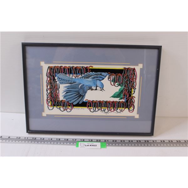 Beautiful Blue Jay Painting in Frame - 16" x 11"