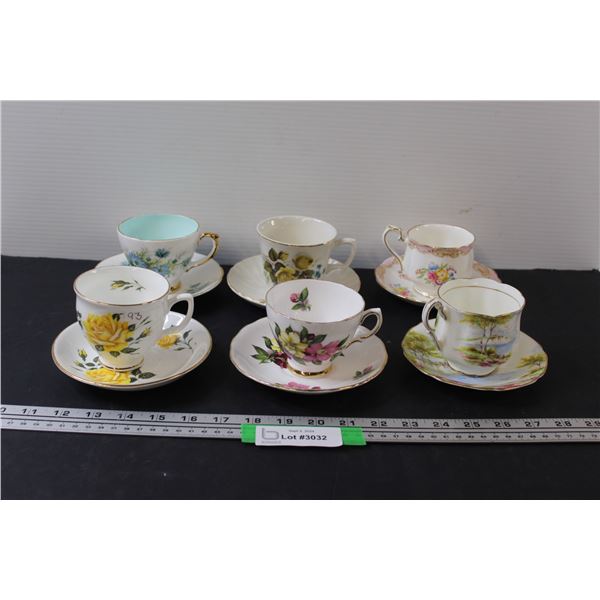(6) Tea Cup Sets: Royal Albert, Duchess, Sutherland, Misc.