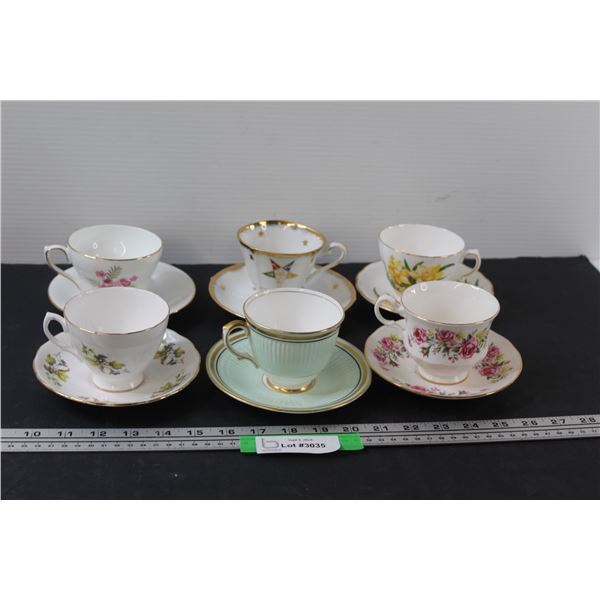 (6) Tea Cup Sets: Royal Vale, Staffordshire, Misc.