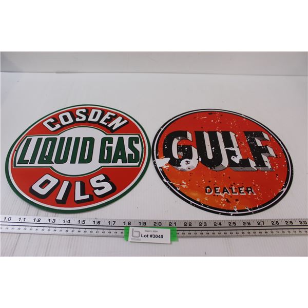 (2) Metal Signs: Cosden & Gulf