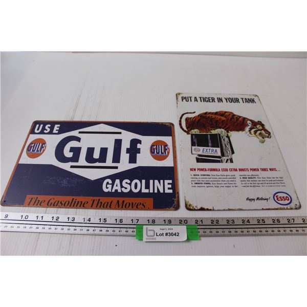 (2) Metal Signs: Esso & Gulf