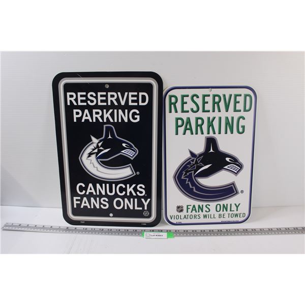 (2) Vancouver Canucks Parking Signs - Plastic