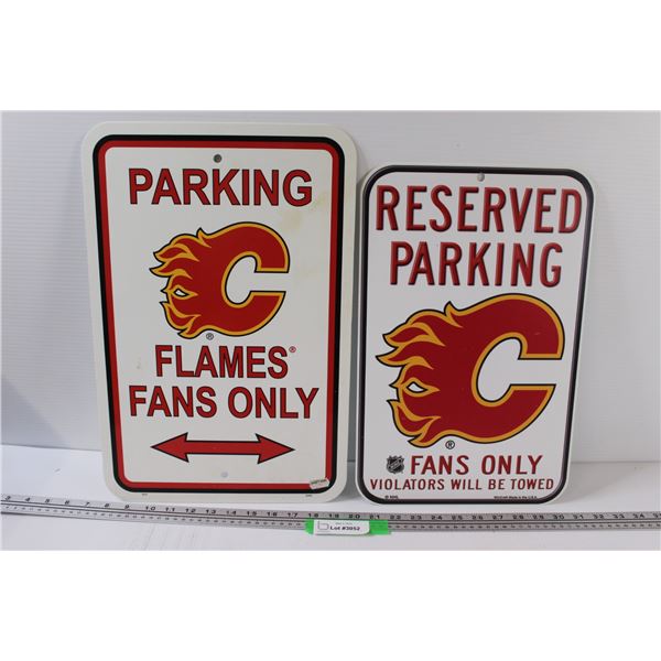 (2) Calgary Flames Parking Signs - Plastic