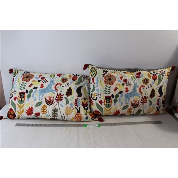 (2) Floral Patterned Pillows