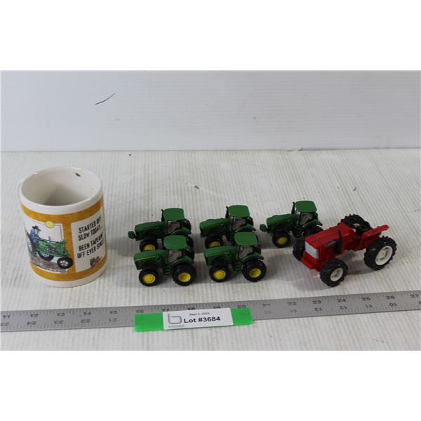 (5) Mini John Deere Tractors, Mini Farm Motor Tractor, Farming Gag Mug
