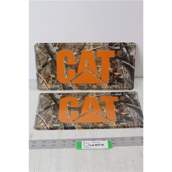 (2) CAT License Plat Metal Signs - 12" x 6"