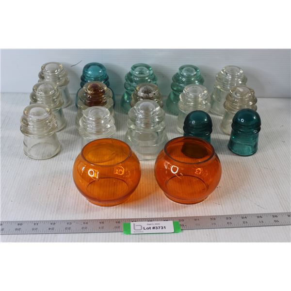 (15) Glass Insulators, (20) Railway Lamp Chimneys