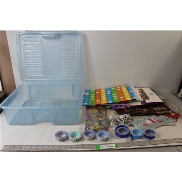 Assorted Gift Bags, Assorted Gift Cards, Assorted Gift Giving Items, (7) Rolls of Ribbon, Plastic Co