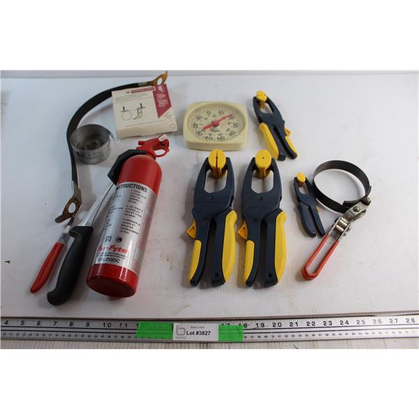 Dry Chemical Fire Extinguisher, (4) Mastercraft Clamps, Suspension Strap and Assorted Items