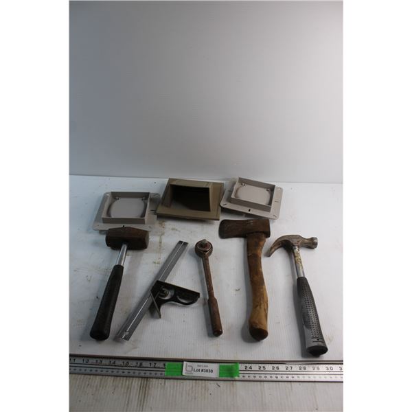 Plygem Exhaust Vent System, (2) Hammers, Drive Impact Wrench, Square and Axe