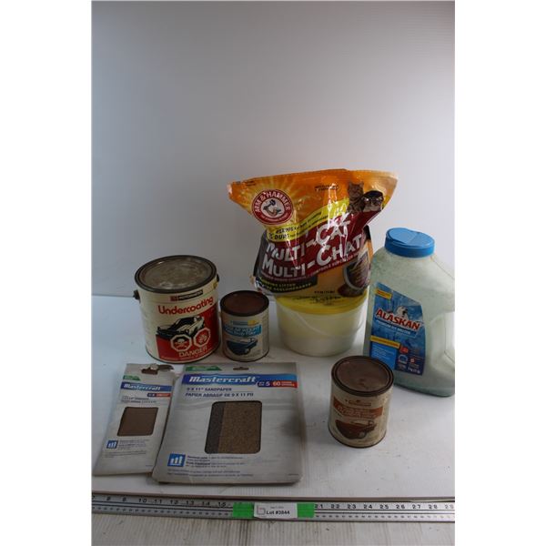 Alaskan Ice Melter, Arm&Hammer Cat Litter,(2) Mastercraft Sand Paper and Assorted Automotive Care Pr