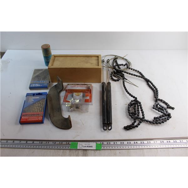 13 pc Mastercraft and 11 pc Drill Bit Sets, Drive Chain, Deadbolt and Assorted Items
