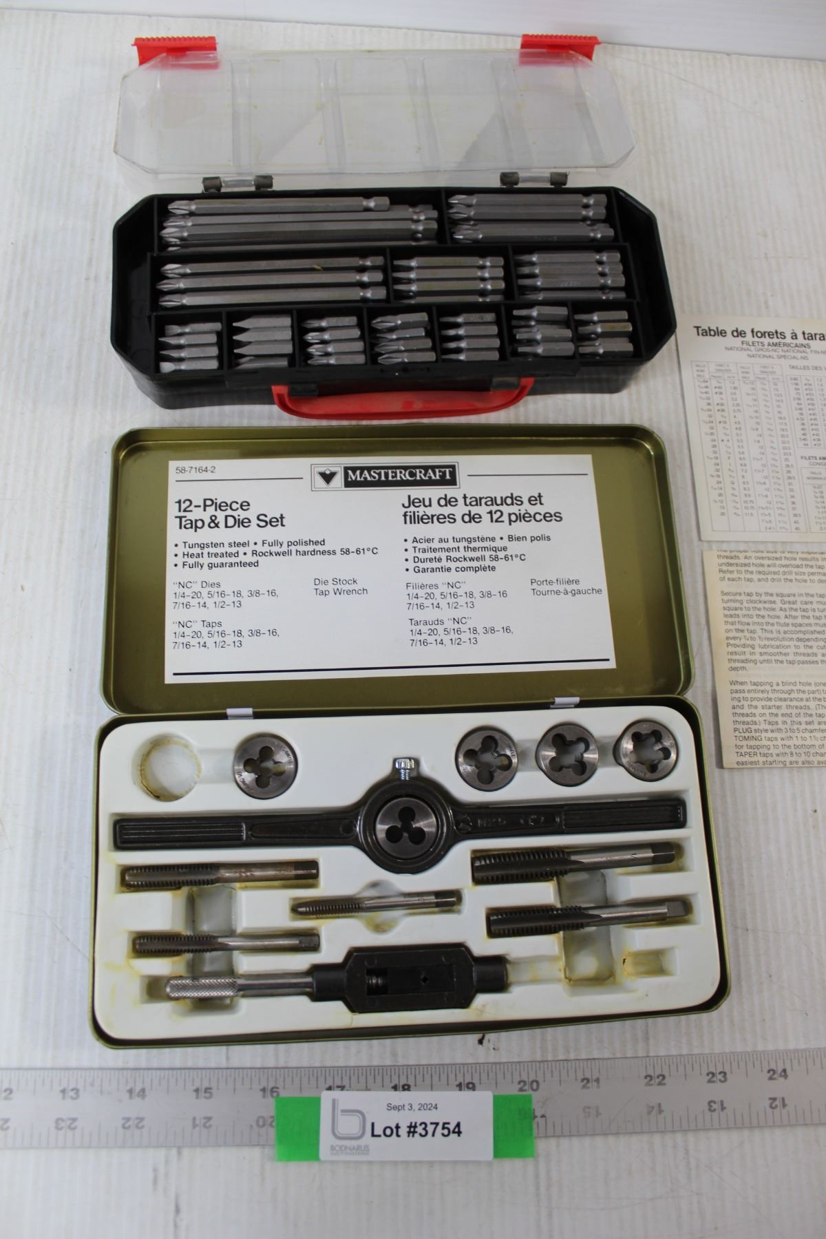 Screw Driver Bit Set, Mastercraft Tap and Die Set