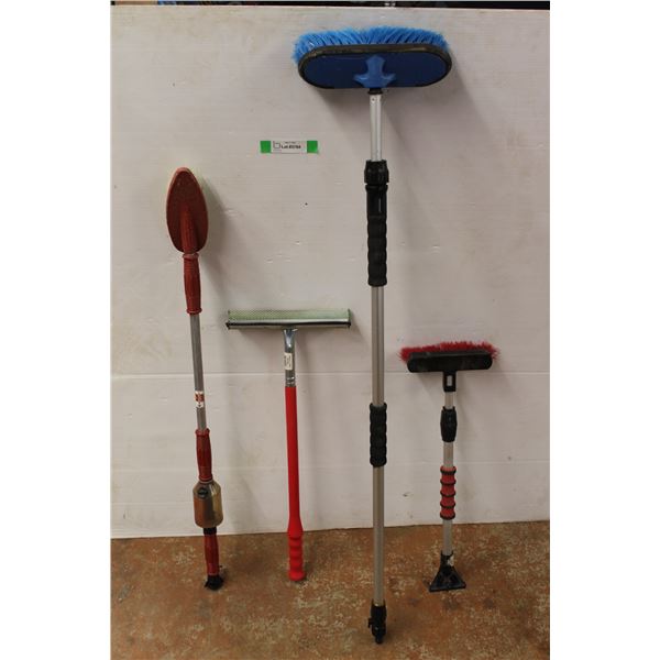 * Car Window Squeegee Cleaner, (2) Snow Ice Car Scrapers, Brushcraft Long Handle Cleaning Brush