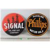 Image 1 : (2) Circular Metal Signs: Signal Oil and Gas Company, Philips Gasoline Motor Oils