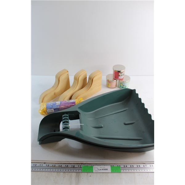 (2) Leaf Scoops. Twisted Rope, (3) Aroma Candles and (3) Wooden Shelf Brackets