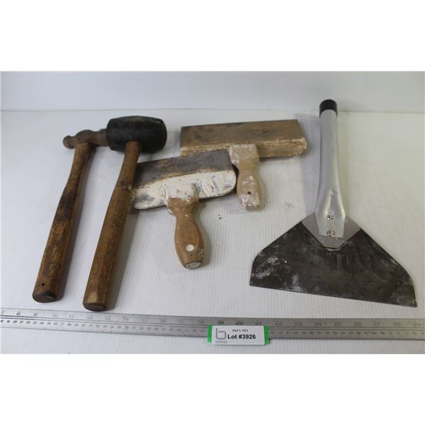 (3) Mud Knives - Rubber Mallet - Ball Pean Hammer