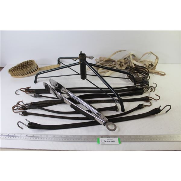 (8) Rubber Tarp Straps - Metal Strap - Straps - Extention Cord - Brush