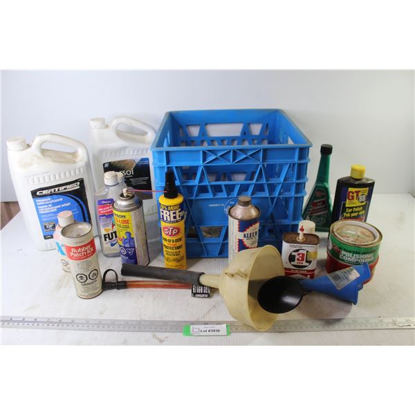 Plastic Crate - Varsol - Antifreeze - Funnels - Turtle Wax - Automotive Products