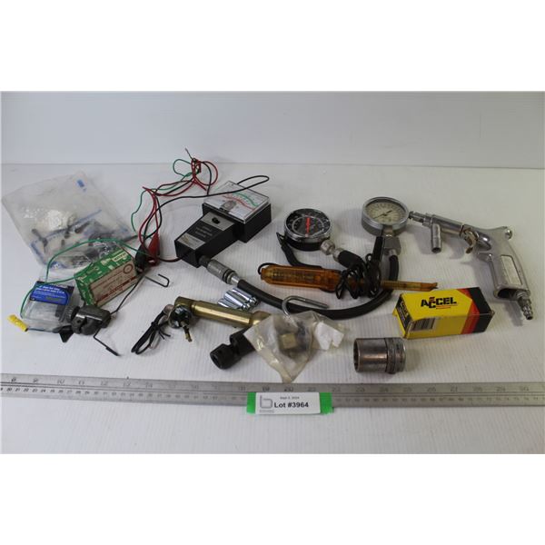 Dwell Tachometer Tester - Air Nozzle - (2) Compression Gauges - Misc. Automotive Hardware