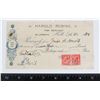 Image 1 : #50 1928 BRITISH FISH MERCHANT CHEQUE 25 POUNDS