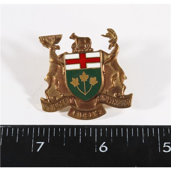 #190 ONTARIO COAT OF ARMS CAP BADGE INSIGNIA