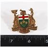 Image 1 : #190 ONTARIO COAT OF ARMS CAP BADGE INSIGNIA