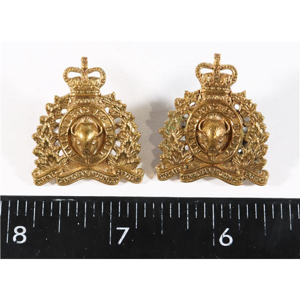 #234 RCMP COLLAR BADGE SET QUEENS CROWN PAIR