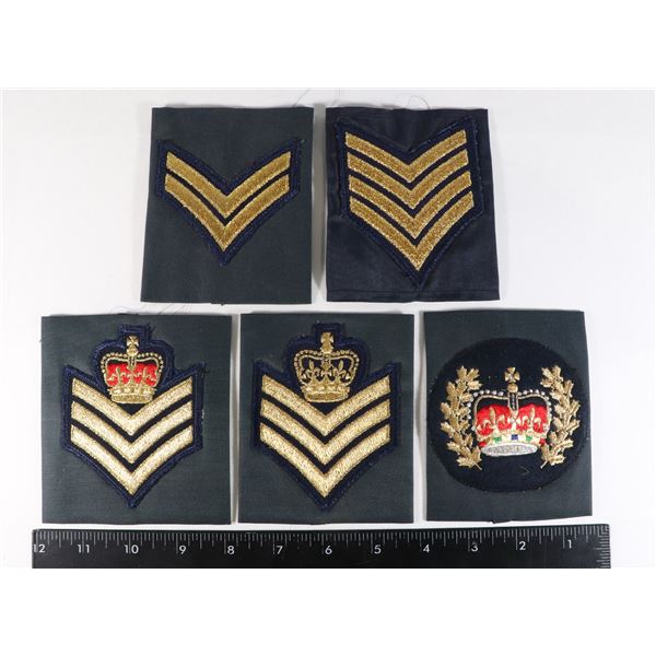 #264 LOT OF 5 RCMP SLIP ON RANK INSIGNIA QEII