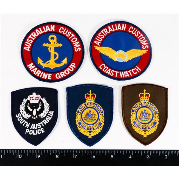 #305 AUSTRALIAN CUSTOMS 5 PATCHES INC MARINE GROUP