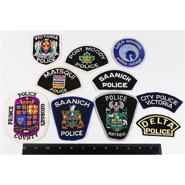 #319 10 BRITISH COLUMBIA CANADA POLICE PATCHES INC