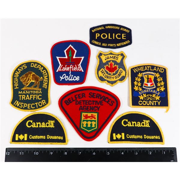 #322 8 ASSORTED PATCHES BELFER DETECTIVE AGENCY