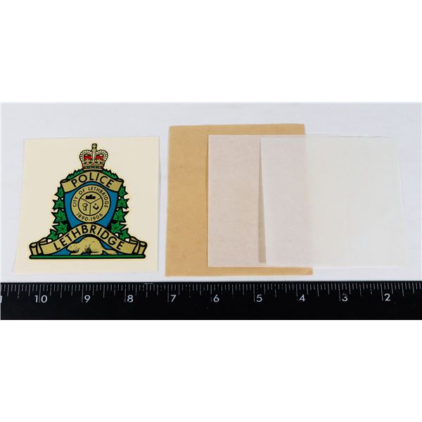 #385 VINTAGE LETHBRIDGE POLICE DECAL UNUSED BY