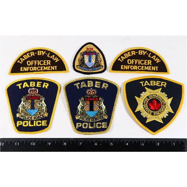 #396 LOT OF 6 ALBERTA TABER POLICE PATCHES INC.