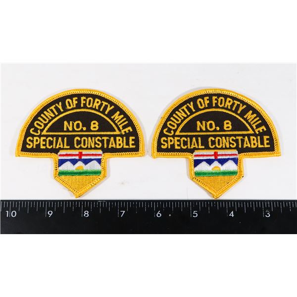#399 PAIR POLICE PATCHES  COUNTY OF FORTY MILE NO9