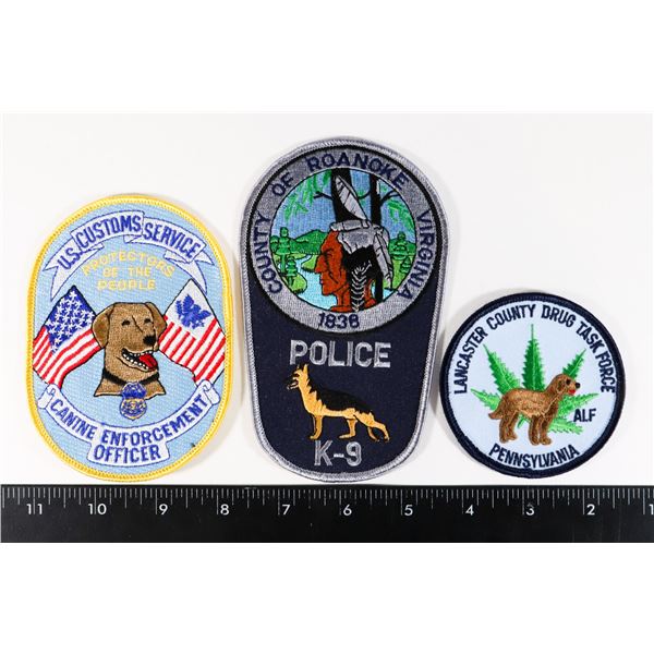 #467  LOT OF  3  K-9 POLICE PATCHES  US CUSTOMS